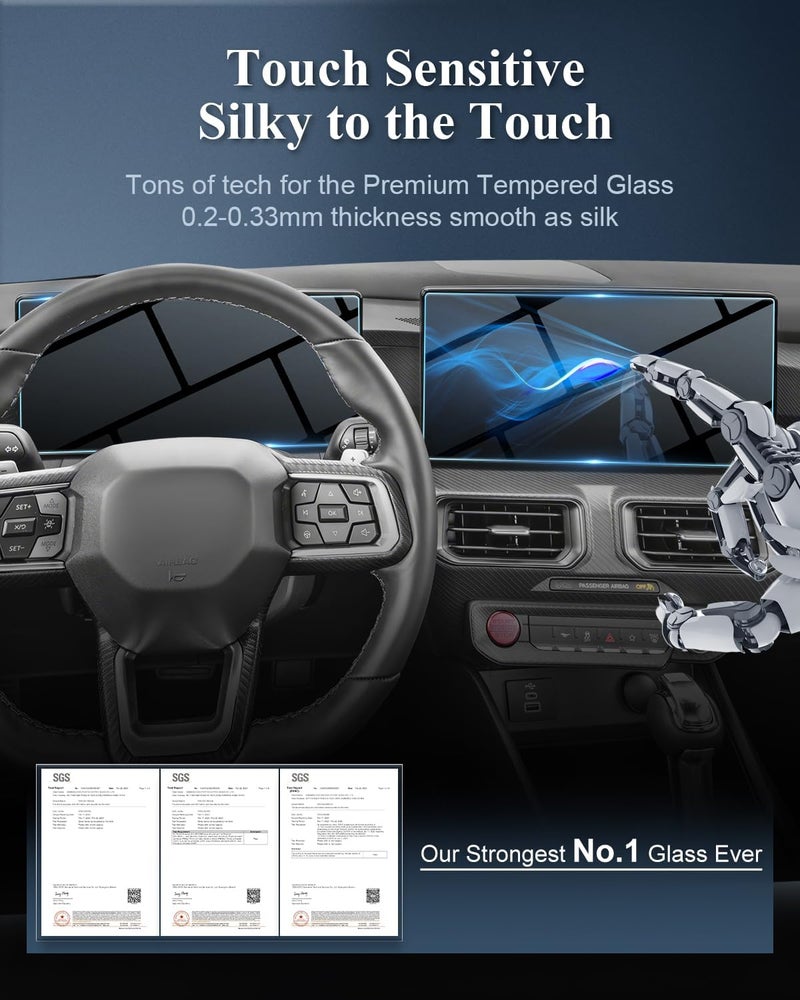BIBIBO 2Pcs for 2024 2025 Ford Mustang Screen Protector 2024 2025 Ford Mustang 13.2" Navigation &12.4" Dashboard Display Tempered Glass[Anti Glare& Scratch Ultra-Clear] 2024 2025 Ford Mustang Accessories 2024 Mustang 2024 2025 - Image 5